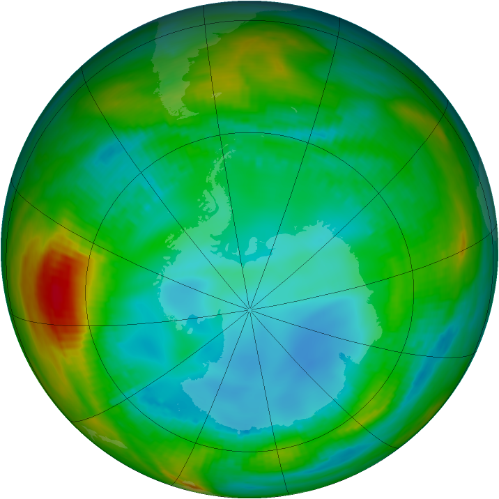 Antarctic ozone map for 31 July 1989